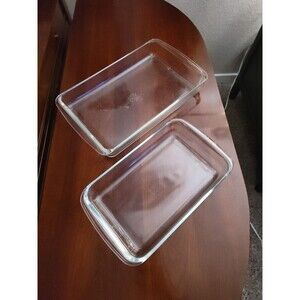 Corning PYREX 233 & 2342N Borosilicate Glass Baking Dishes Clear Made in USA